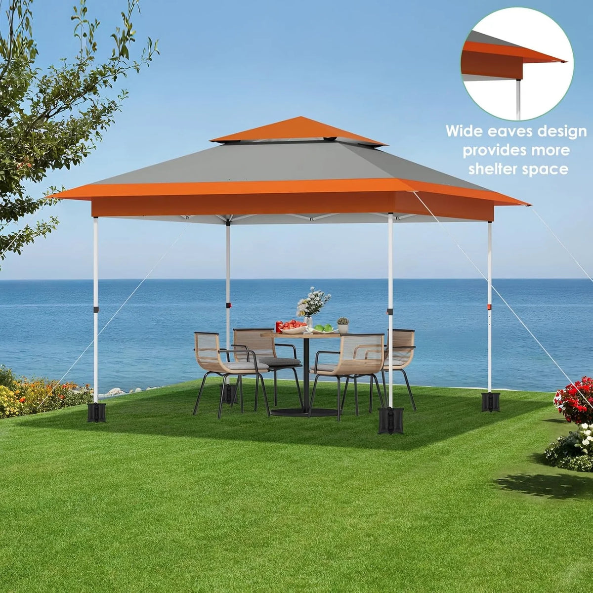 Pirecart 12' x 12' Pop-up Canopy Tent Waterproof Outdoor Gazebo Shelter with Wheeled Bag, Instand Canopy , White