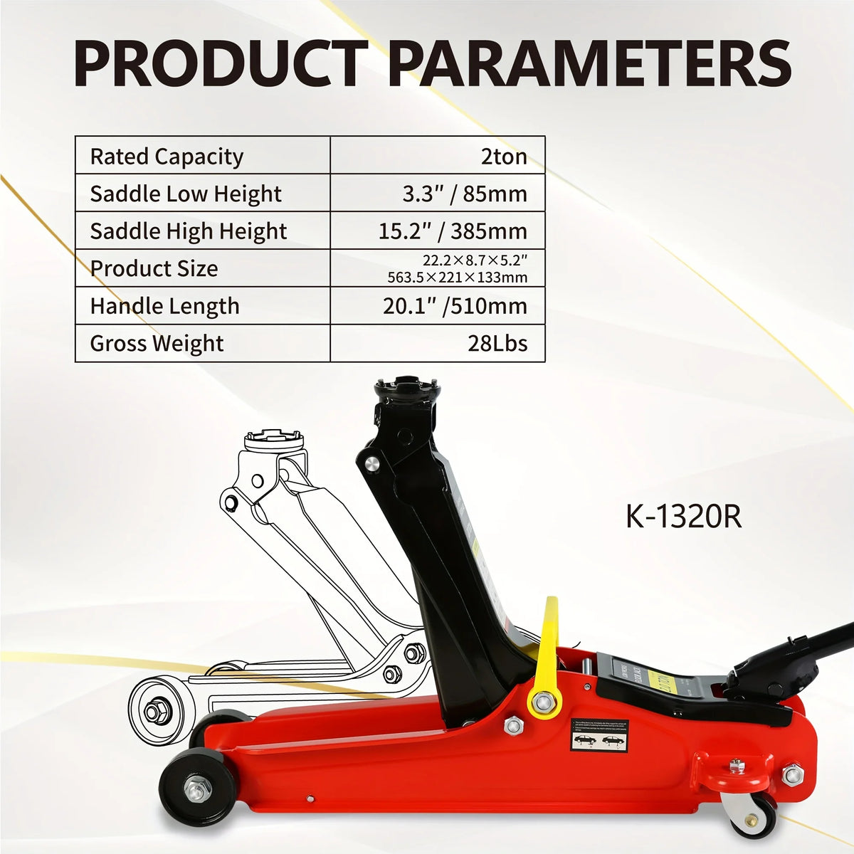 POVANLI Floor Jack, 2 Ton Low Profile Floor Jack, 3t jack stand Tire Repair Kit Heavy Duty Steel Racing Floor Jack with Single Piston Quick Lift Pump, Floor Jack Lifting Range 3.3"-15.2"