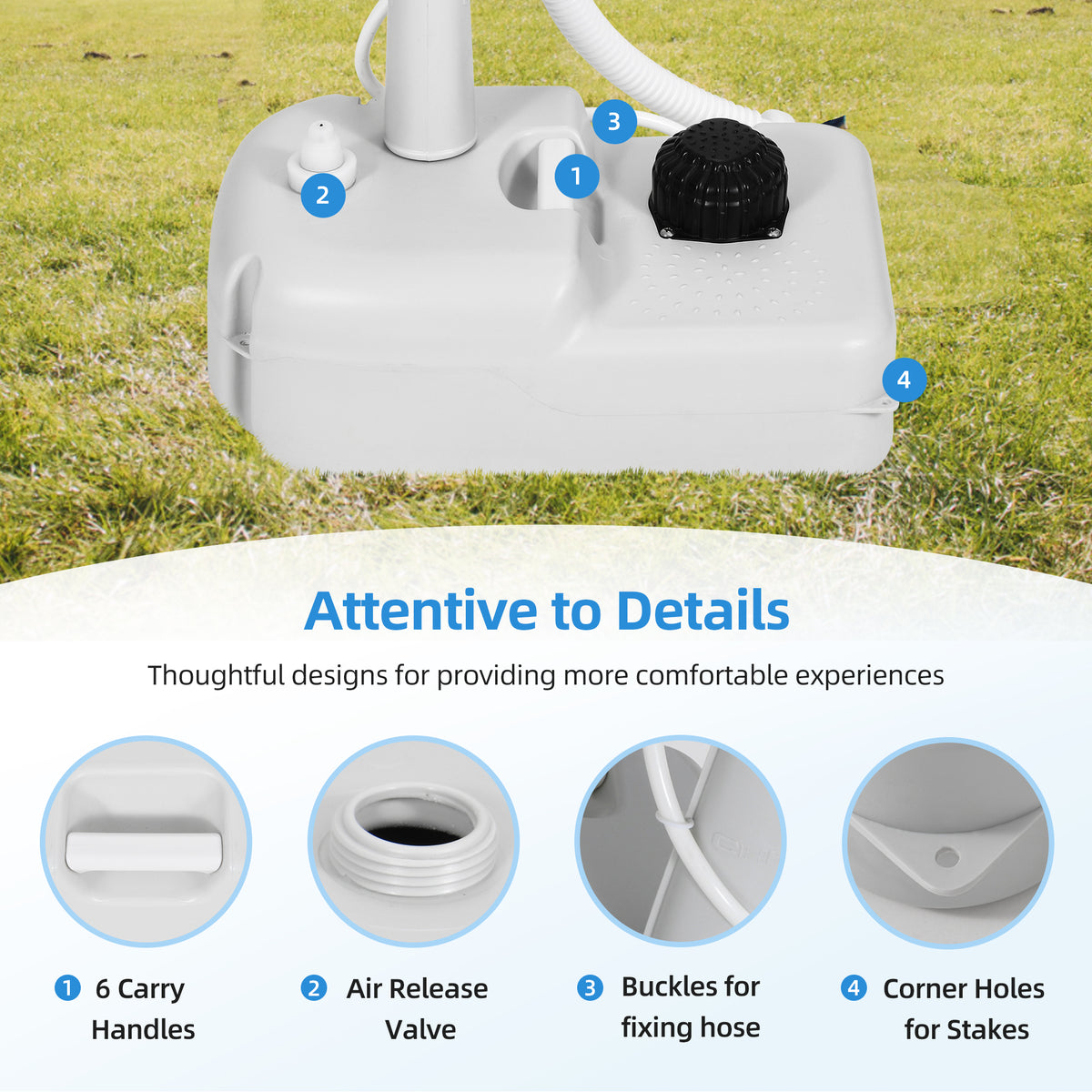 Portable Sink Camping Hand Washing Station with 17 L Wash Basin Stand, Rolling Wheels, Soap Dispenser, Towel Holder, for Outdoor, Travel, Boat, Gather, Garden, Worksite, White