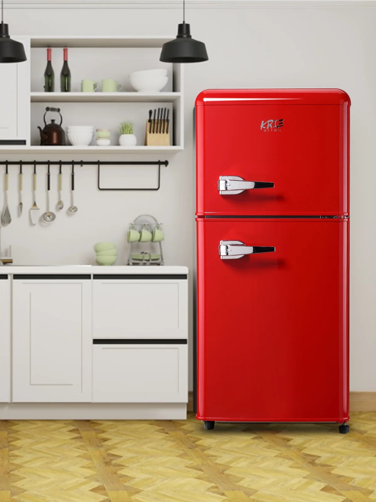 Krib B Compact Refrigerator 3.5 Cu.ft, Mini Fridge with Freezer, Modern Fridge with Dual Door, 7 Grade Temperature Adjustment, Silver