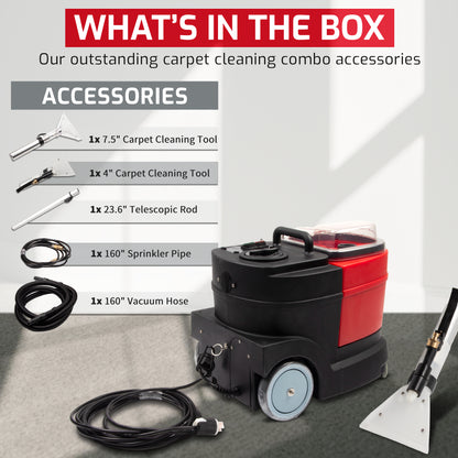 Carpet and Upholstery Extractor Cleaning Machine, Powerful 1.07 HP Motor, 3.7-gal Tank