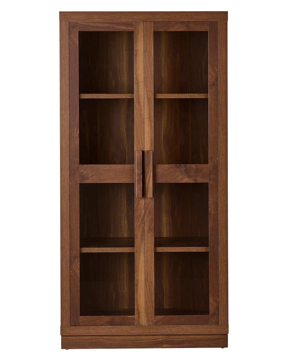 Better Homes & Gardens Ezra Glass Door Storage Accent Cabinet, Warm Walnut finish