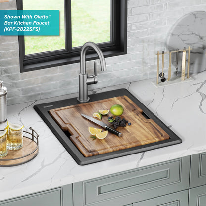 KRAUS Bellucci 18 Granite Composite Workstation Drop-In Top Mount Single Bowl Kitchen Bar Sink in White with Accessories