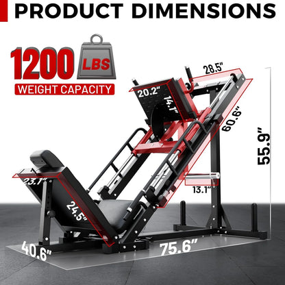 RitFit Leg Press Hack Squat Machine, Professional Adjustable Leg Press Machine for Home Gym with Linear Bearing, Specialty Hack Squat Machine for Full Lower Body Workout with Weight Storage, Pink