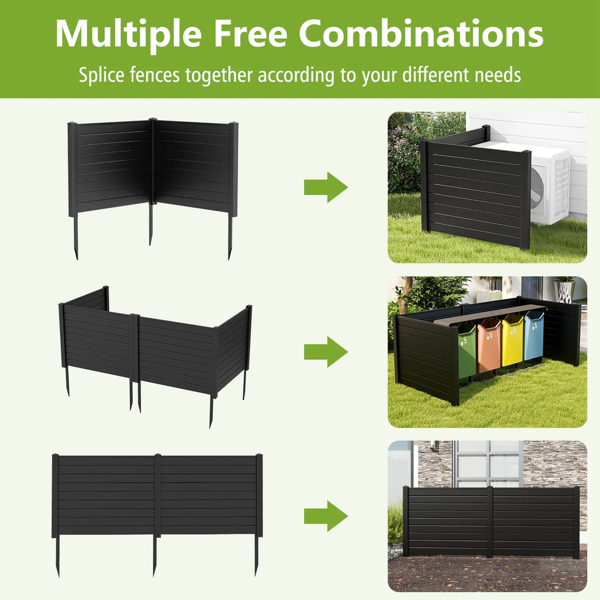 Costway 48"L x 37.5"H Air Conditioner Fence with 3 Ground Stakes