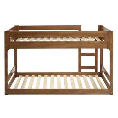 Walker Edison Modern Twin Over Twin Youth Bunk Bed, Caramel