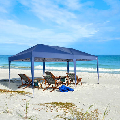 SANOPY 10'x10' EZ Pop Up Canopy Tent Outdoor Party Instant Shelter Portable Folding Beach Canopy with 4 Sandbag & Carrying Bag, Black