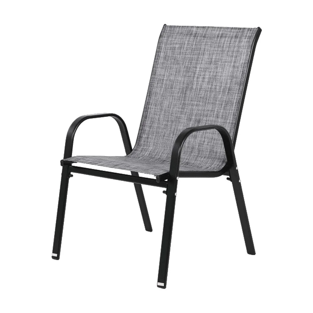 4 Piece Patio Chairs, Outdoor Camping Chairs with Breathable Textilene Fabric, Set of 2 Garden Chairs with Armrest High Backrest for Garden Patio Pool Beach Yard Space Saving ( Brown)