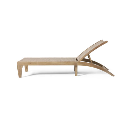 Shane Acacia Wood and Flat Wicker Outdoor Chaise Lounge, Light Brown and Light Multibrown