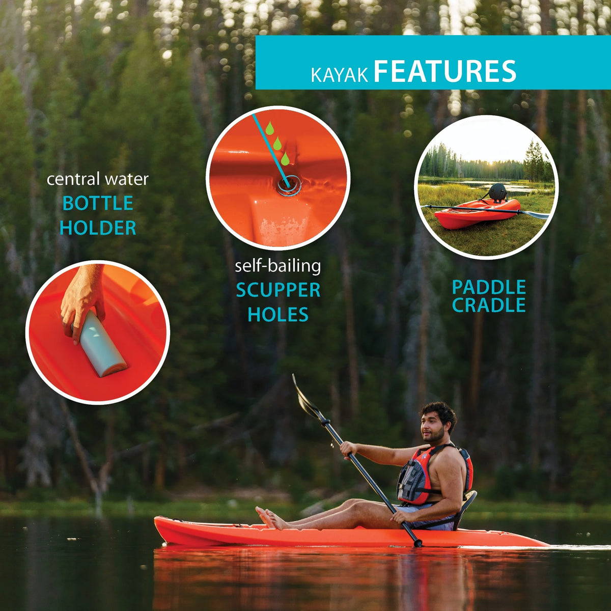 Lifetime Hydros 101 inch Sit-on-Top Kayak, Orange (90595)