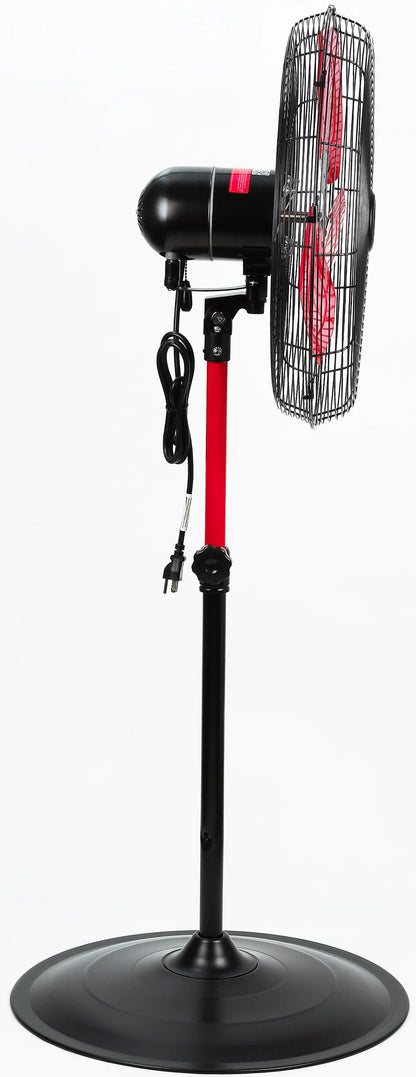 Hyper Tough 20" 3-Speed Commercial & Industrial High Velocity Oscillating Red & Black Pedestal Fan