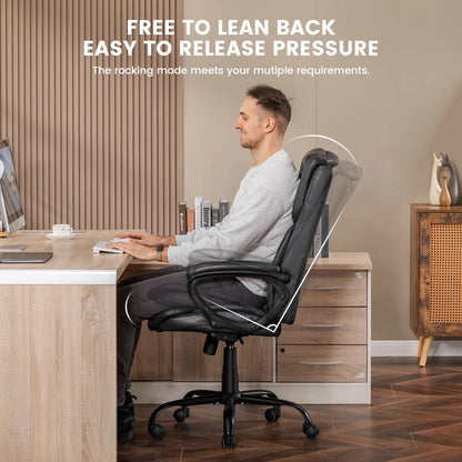 Mainstays Executive Ergonomic High Back Leather Home Office Desk Chair, Black