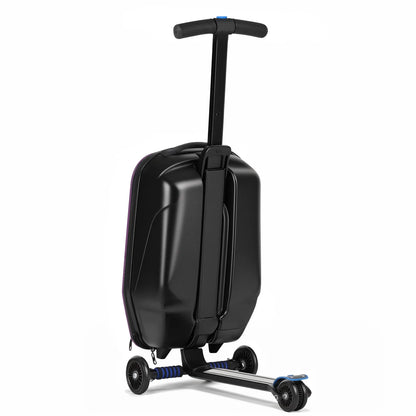 Advwin Scooter Luggage for Kids & Adults, Hardside Ride on Suitcase for Kids Ages 4-15 Multifunctional Lightweight Foldable Carry on Luggage with Wheels Ride on for Children Teenagers, Pink