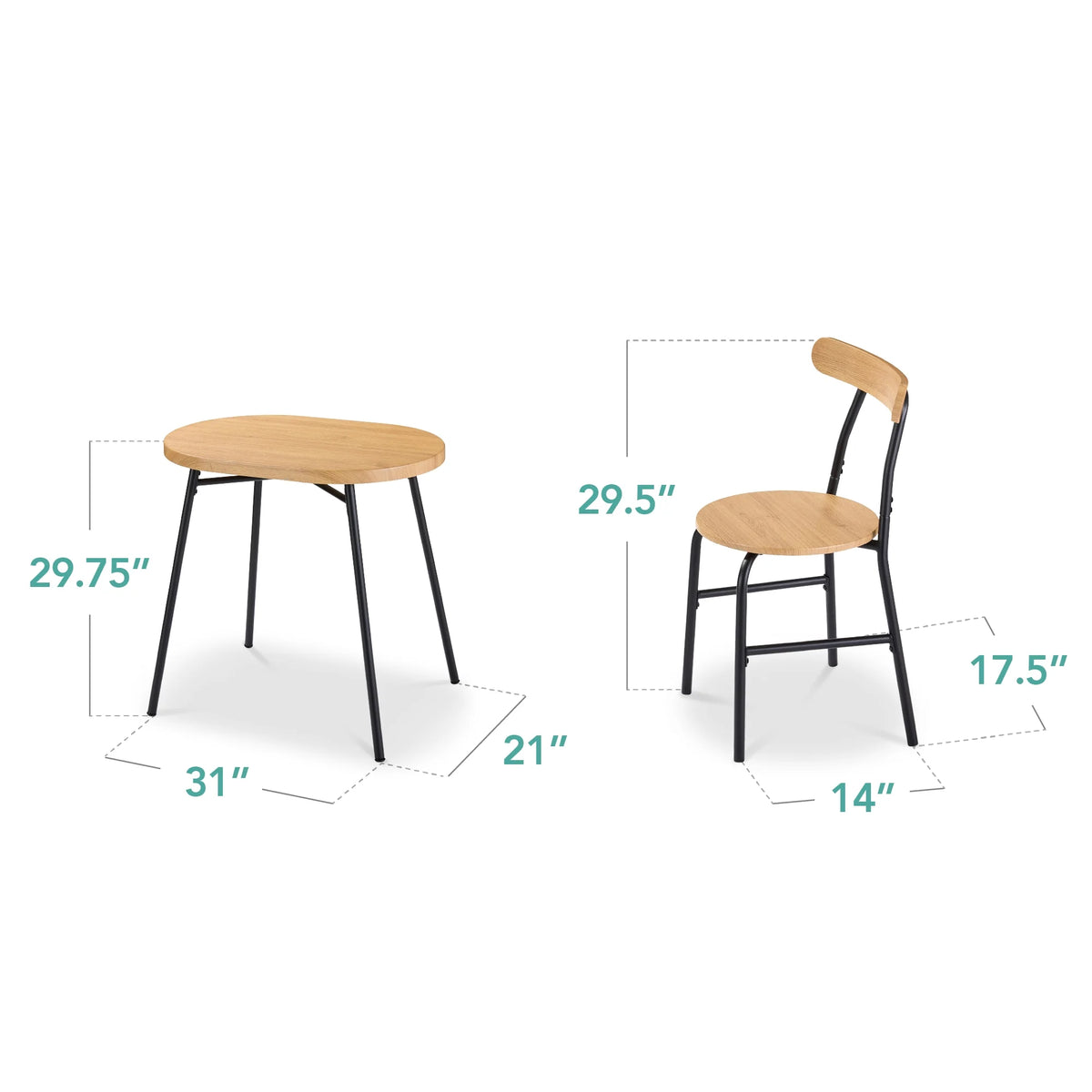 Best Choice Products 3-Piece Modern Oval Dining Table Set, Small Kitchen Dinette w/ 2 Chairs - Black/Black