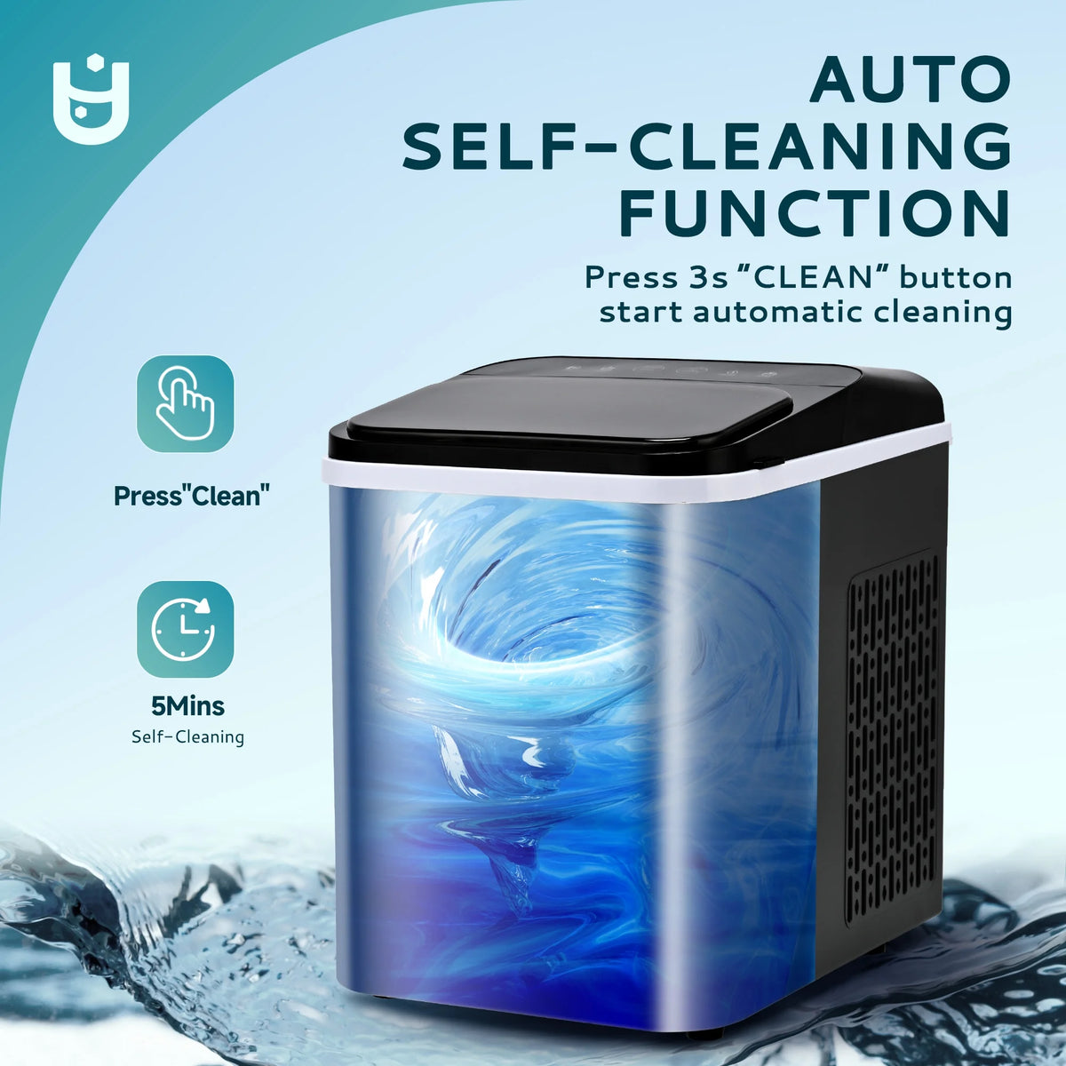 EUHOMY 35lbs/24H Nugget Ice Maker Countertop, Pebble Ice Maker Machine with Auto-Cleaning, Black