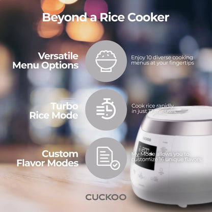 Cuckoo CRP-P1009SW 10-Cup (Uncooked) Heating Pressure Rice Cooker & Warmer with Nonstick Inner Pot