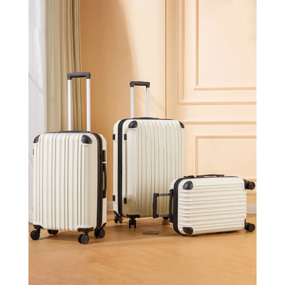3 Piece Luggage Sets Hard Shell Suitcase Set with Spinner Wheels for Travel Trips Business 20" 24" 28", Rose Gold