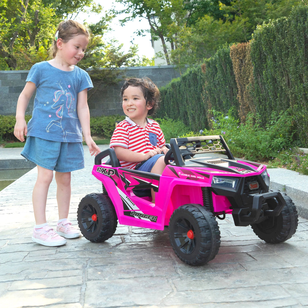 TOBBI 12V Kids Electric off-Road UTV Truck Car Battery Powered Ride on Toys for Girls with LED Headlights, Music, Horn