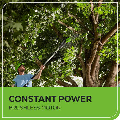 Greenworks 60V 10" Brushless Cordless Pole Saw, 14.5 Ft. Reach, 2.0Ah Battery & Charger