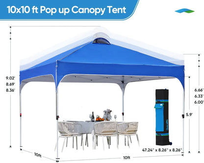 Quictent 10x10 Pop up Canopy TentPortable Instant Shelter with Vent, Ez up Canopy with Reflective Top and Fluorescent Rope