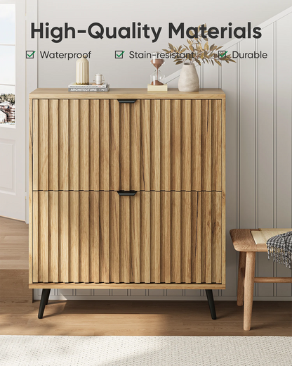 Smart FENDEE Shoe Cabinet with 2 Flip Drawers Freestanding 24 Pair Shoe Storage Cabinet for Entryway