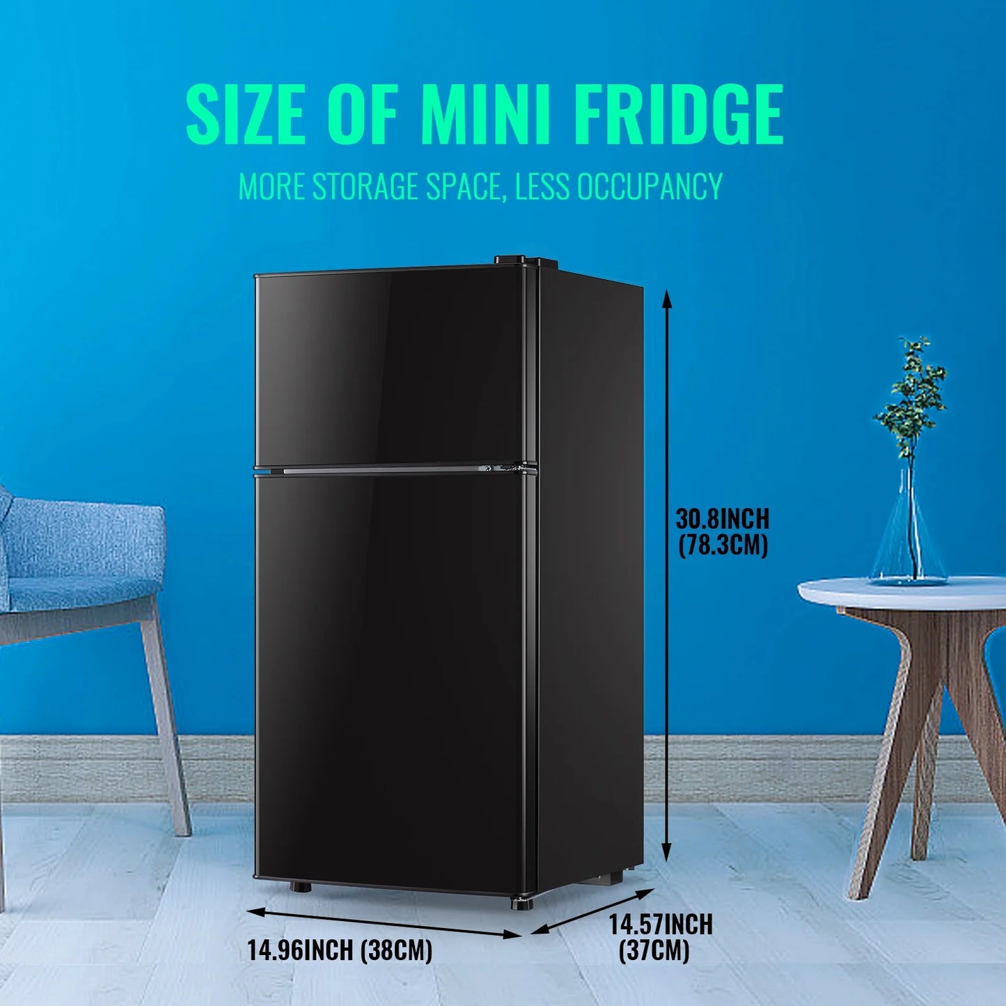 Tacool 2.4 Cu.ft Mini Fridge with Freezer, Small Refrigerator Apartment Size Fridge Black, NEW