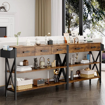 Aiho 47" Console Table for Entryway, Hallway, Living Room - Rustic Brown