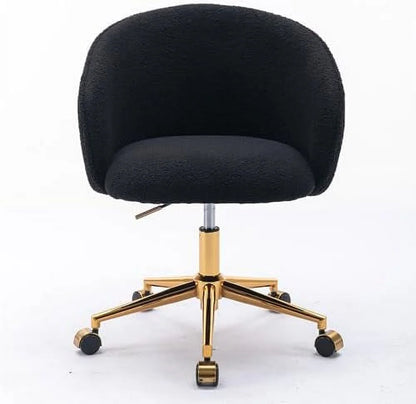 Modern Faux Fur Home Office Chair Height Adjustable, White Desk Chair Vanity Chair for Makeup Room, Rolling Desk Chairs with Wheels, Swivel Furry Cute Desk Chair for Teen Girls Women