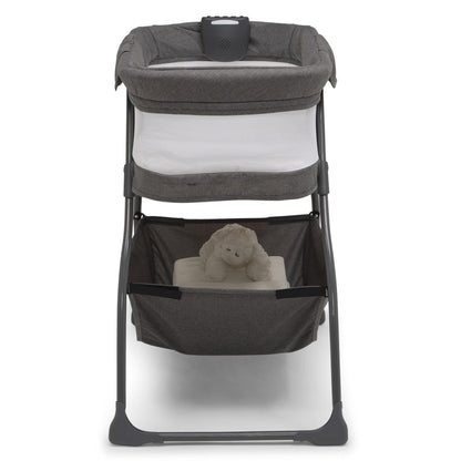 Delta Children TravelMate Compact Fold Bassinet - Features Lights. Sounds and Vibration. Grey Tweed