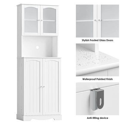 Homfa 71''  4 Doors Kitchen Pantry Cabinet, Tall Pantry Storage Cabinet with Adjustable Shelves, Microwave Cabinet for Dining Room, White