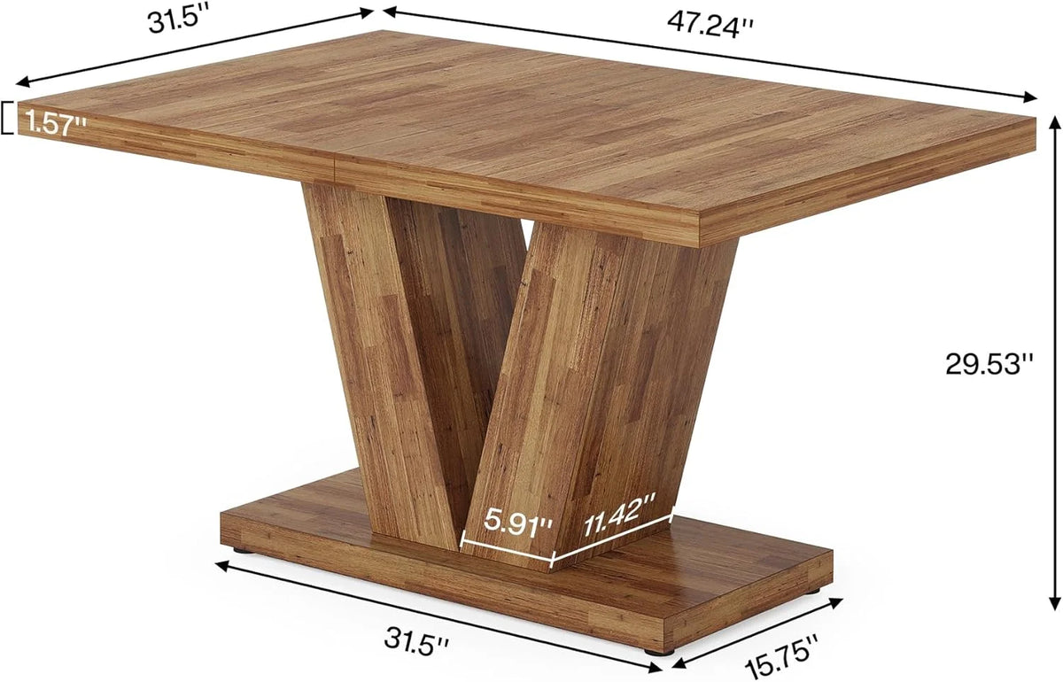 Finmind 47-inch Dining Table for 4 to 6, Farmhouse Wood Kitchen Table for Dining Room, White
