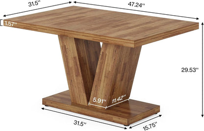 Finmind 47-inch Dining Table for 4 to 6, Farmhouse Wood Kitchen Table for Dining Room, White