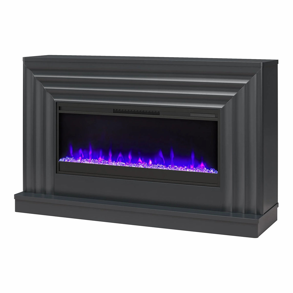 CosmoLiving by Cosmopolitan Rene Electric Fireplace Mantel 65" TV Stand with Multi-Color Flame and Crystal Ember Bed, Black