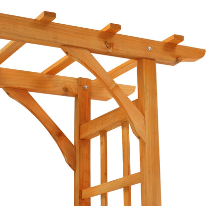 Sunnydaze 78.5" Brown Wooden Garden Arbor Walkway Wedding Arch, Weather-Resistant Finish