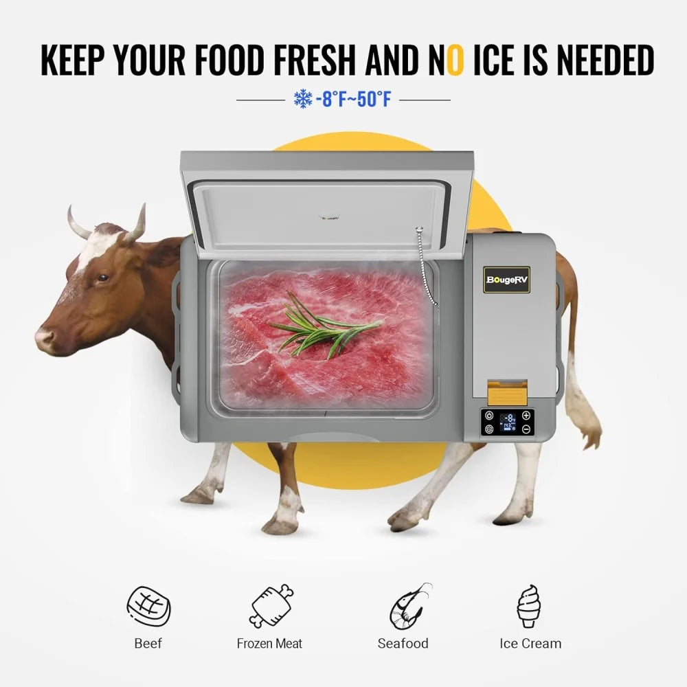 BougeRV Portable Car Refrigerator CRPRO 21 Qt, 12 Volt Fridge Compressor Freezer with -8℉~50℉ Cooling Range, 12V/24 DC & 110-240 AC for RV Truck Vehicle Boat Outdoor & Home Use Black