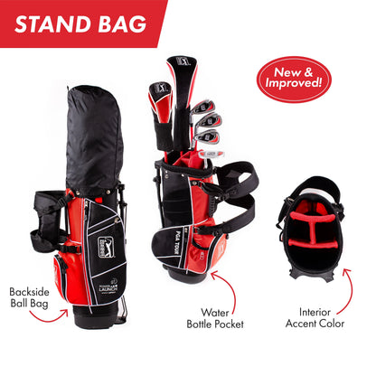 PGA Tour Right-Handed 10 Piece Kids Golf Club Stand Bag Set; Player Height 4'8 - 5'2", Ages 8-12