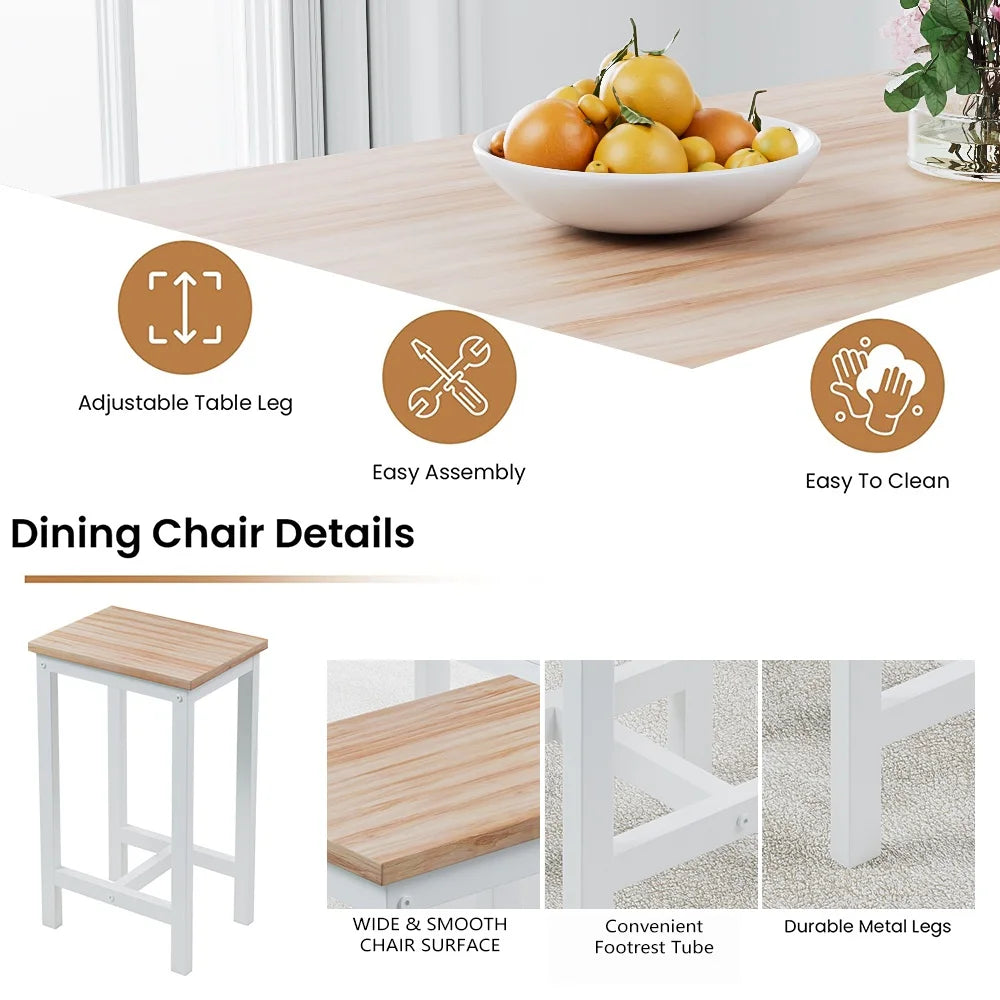 Counter Height Table Set of 5, Breakfast Bar Table and Stool Set, Minimalist Dining Table with Backless Stools, Wood Top Pub Table & Chair Set for Kitchen Apartment Bistro - Space Saving