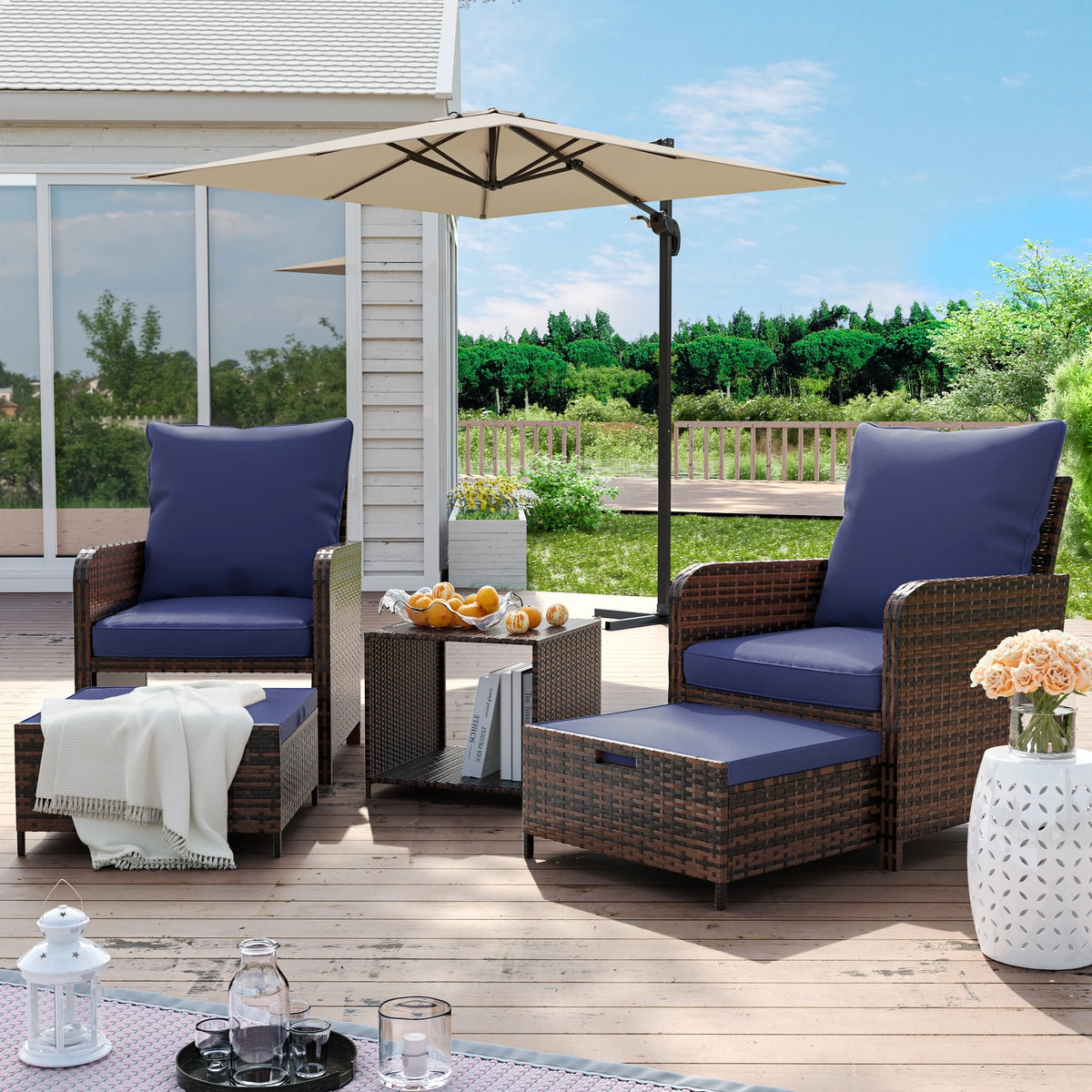 UDPATIO Balcony Furniture 5 Piece Patio Furniture Set, Outdoor Patio Chair , Dark Grey