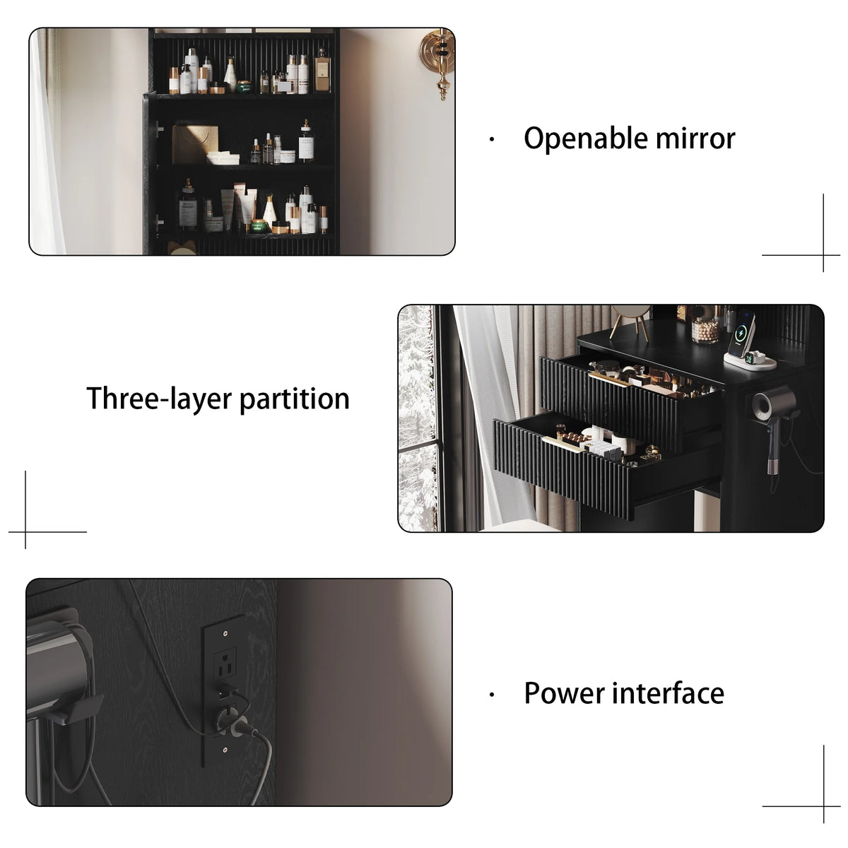 UGTOO 45.2" Modern Vanity Desk with LED Mirror & USB Charging, Wood Makeup Dressing Table with 7 Drawers for Bedroom