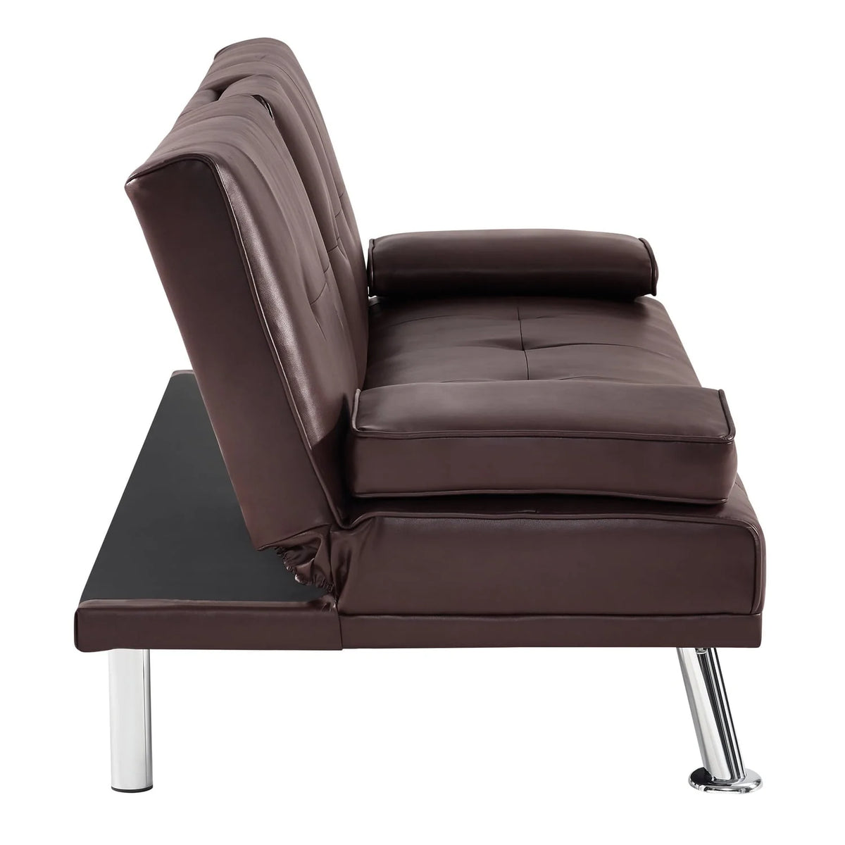 Futon Sofa with Armrest and Cupholders by Naomi Home-Color:Espresso