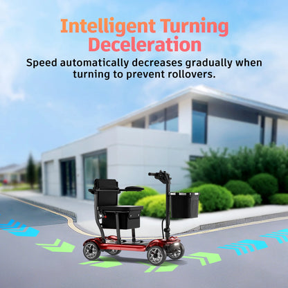 EAGLOG Light Weight 4 Wheels Mobility Scooter for Seniors, Electric Folding Wheelchair Device for Travel, Black