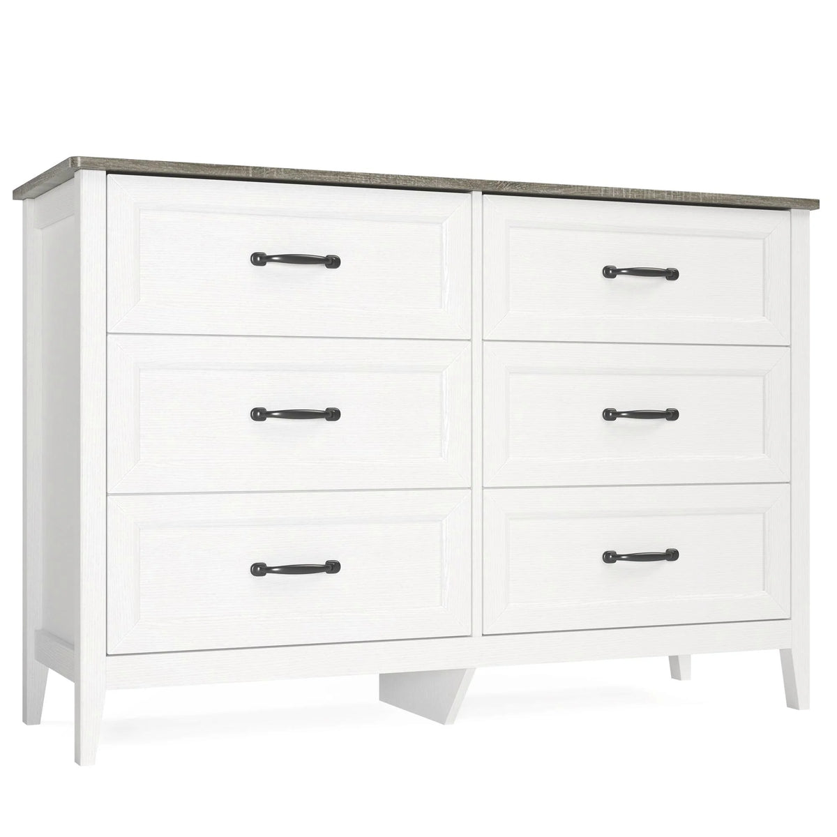 White Dresser, Lofka 6 Drawer Dresser for Bedroom, Chests of Drawers for Living Room, White?? Brown