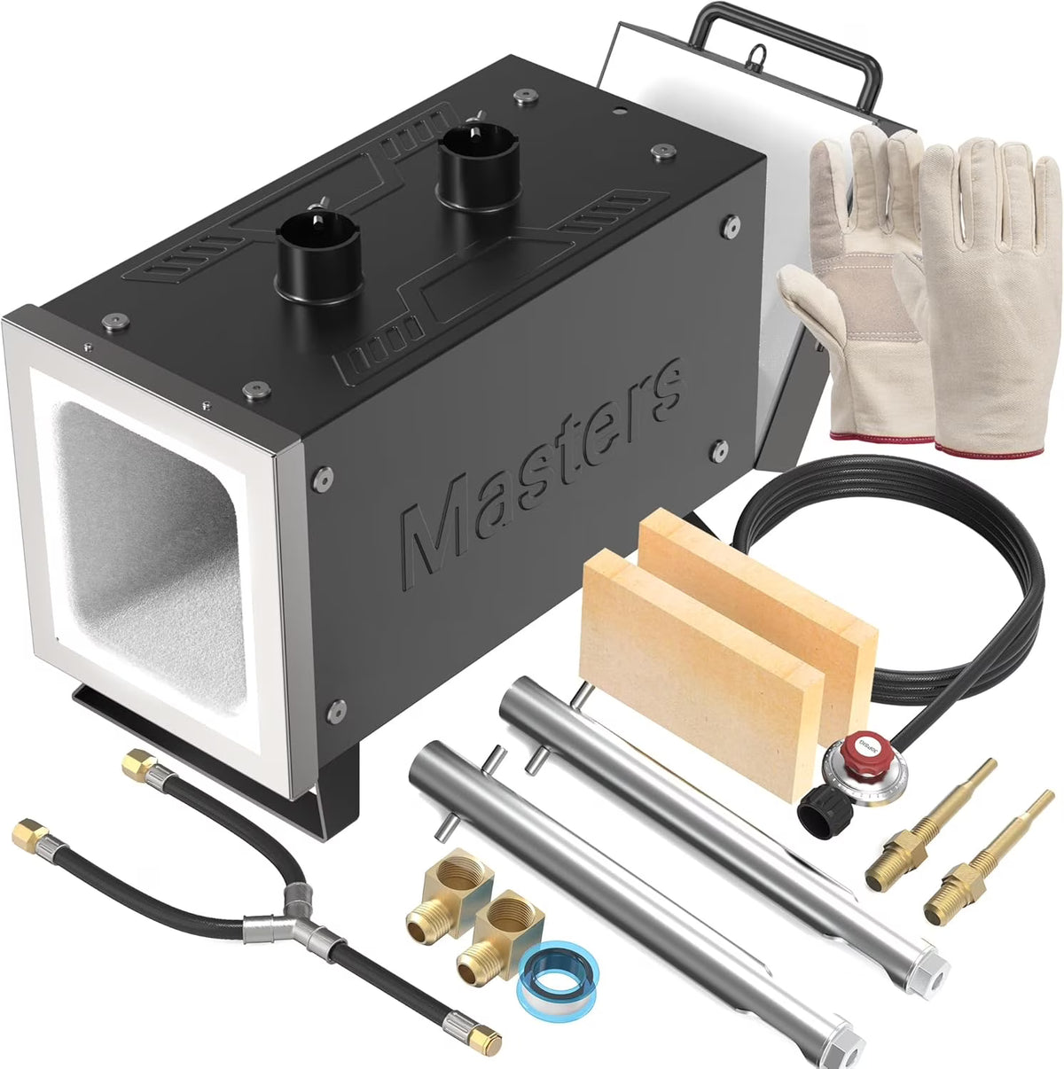 MMasters Portable Propane Forge, 2-Burner 2600��F Blacksmithing Forge for Knife Making, Metalworking, Horseshoe Forging, Gas Welding Kit