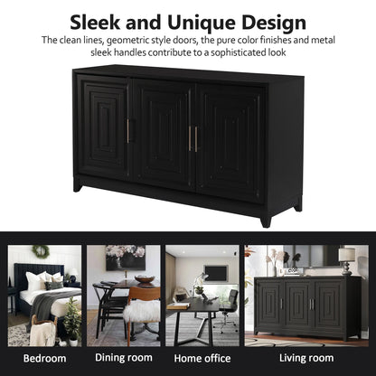 Euroco Modern TV Stand with Adjustable Shelves & Solid Wood Legs �C Media Console Cabinet with Storage for Living Room or Bedroom