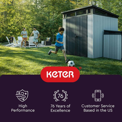 Keter 213413 Manor DD 6 X 8 Foot All Weather Outdoor Storage Shed, Grey