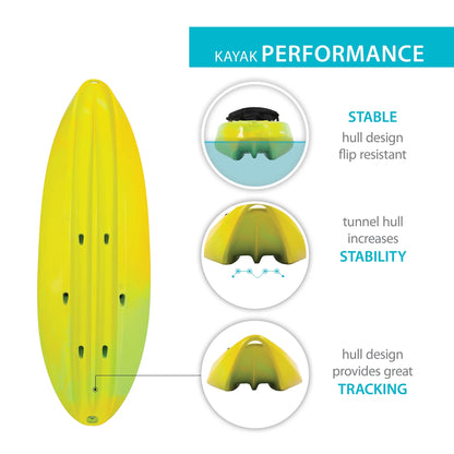 Lifetime Manta 10 ft Tandem Kayak, Yellow, Lime (91071)