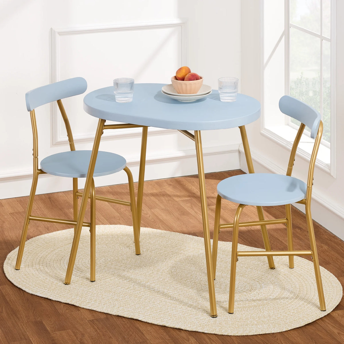 Best Choice Products 3-Piece Modern Oval Dining Table Set, Small Kitchen Dinette w/ 2 Chairs - Black/Black