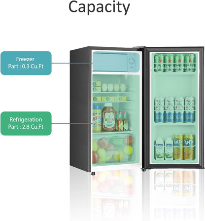 Kcpolre 3.1 Cu.Ft Mini Fridge with Freezer, Adjustable Thermostat, Removable Glass Shelves & Fruit Basket for Dorm Room, Office, Bedroom, Pink