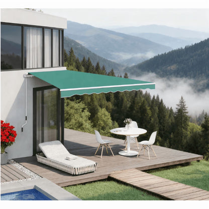Retractable Awning, Patio Awnings, Sunshade Shelter w/ Manual Crank Handle On-Site