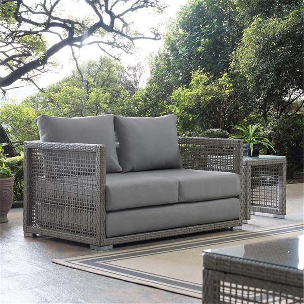 Afuera Living Wicker Patio Loveseat in Gray